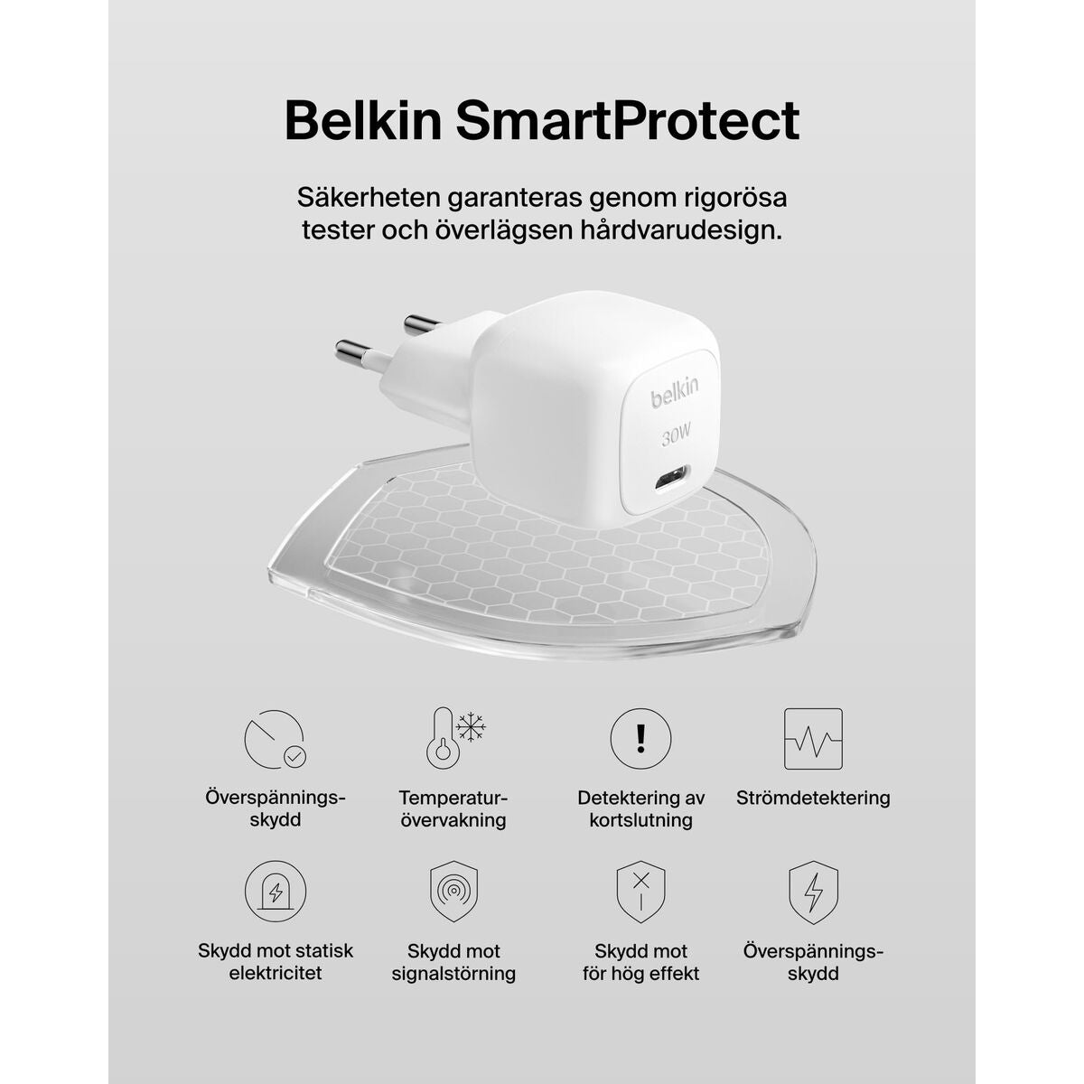 BELKIN 30W USB PD Wall Charger with PPS WHT w/1m C-LTG