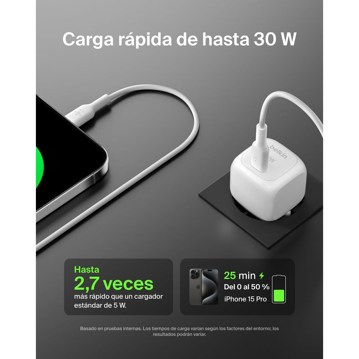 BELKIN 30W USB PD Wall Charger with PPS WHT w/1m C-C