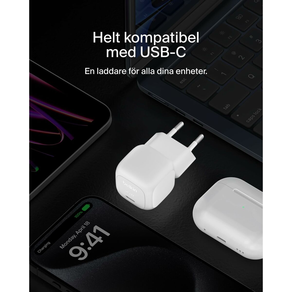 BELKIN 20W USB PD Wall Charger with PPS WHT w/1m C-C
