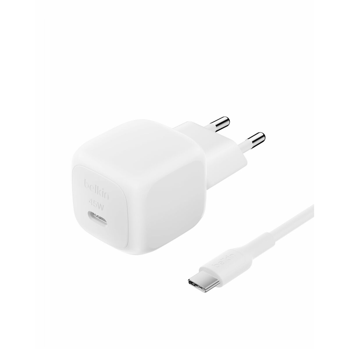 BELKIN 45W USB PD Wall Charger with PPS WHT w/ 1m 3aMP PVC C-C Cable