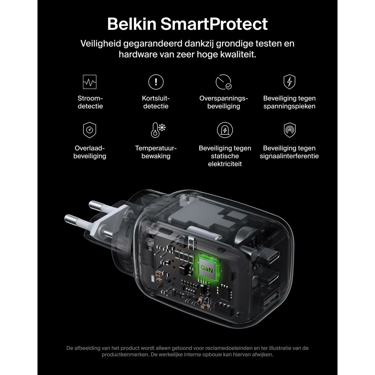 BELKIN BOOSTCHARGE 100w 2C1A Wall Charger with interchangable plug tips UK EU US