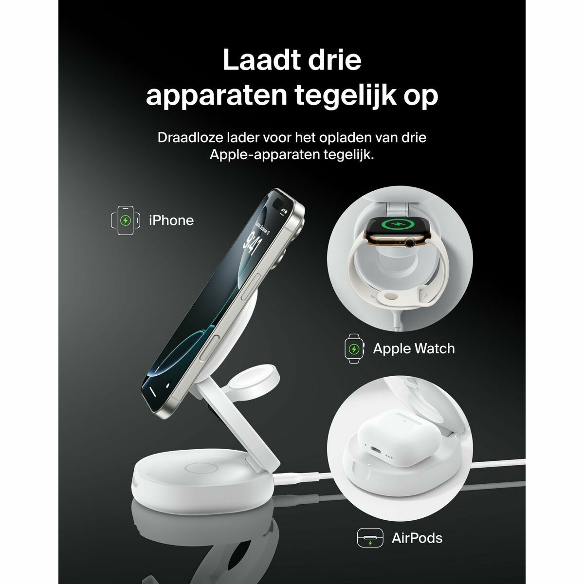 BOOSTCHARGE Qi2 15w Z-Fold 3in1 Charging