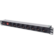 Intellinet 713986 unité de distribution d'énergie 8 sortie(s) CA 1U Aluminium, Noir