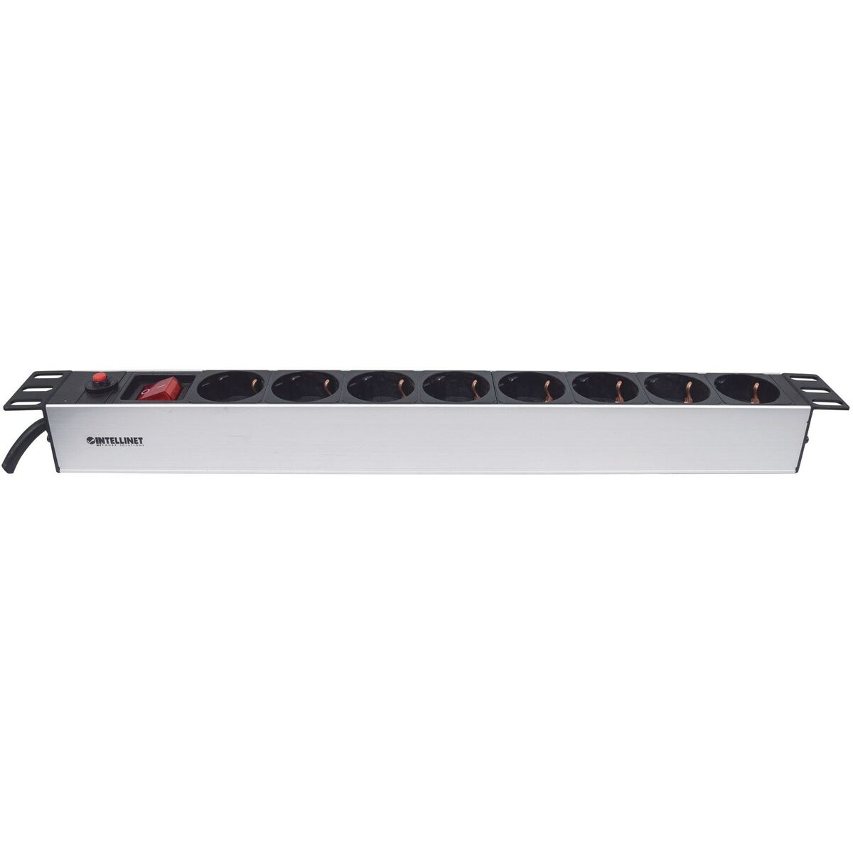 Intellinet 713986 unité de distribution d'énergie 8 sortie(s) CA 1U Aluminium, Noir