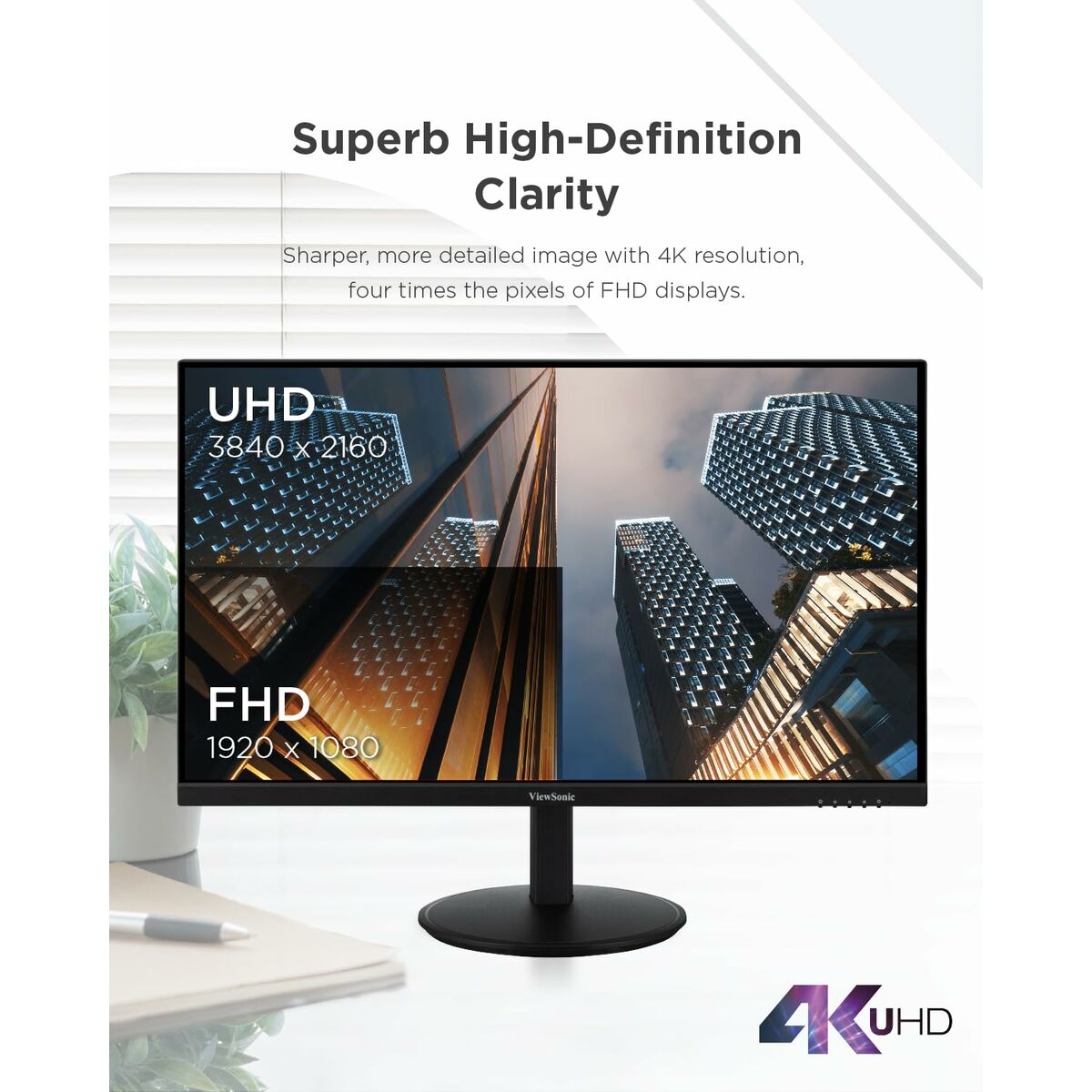 27" 4K UHD Ergonomic Monitor with HDR 10