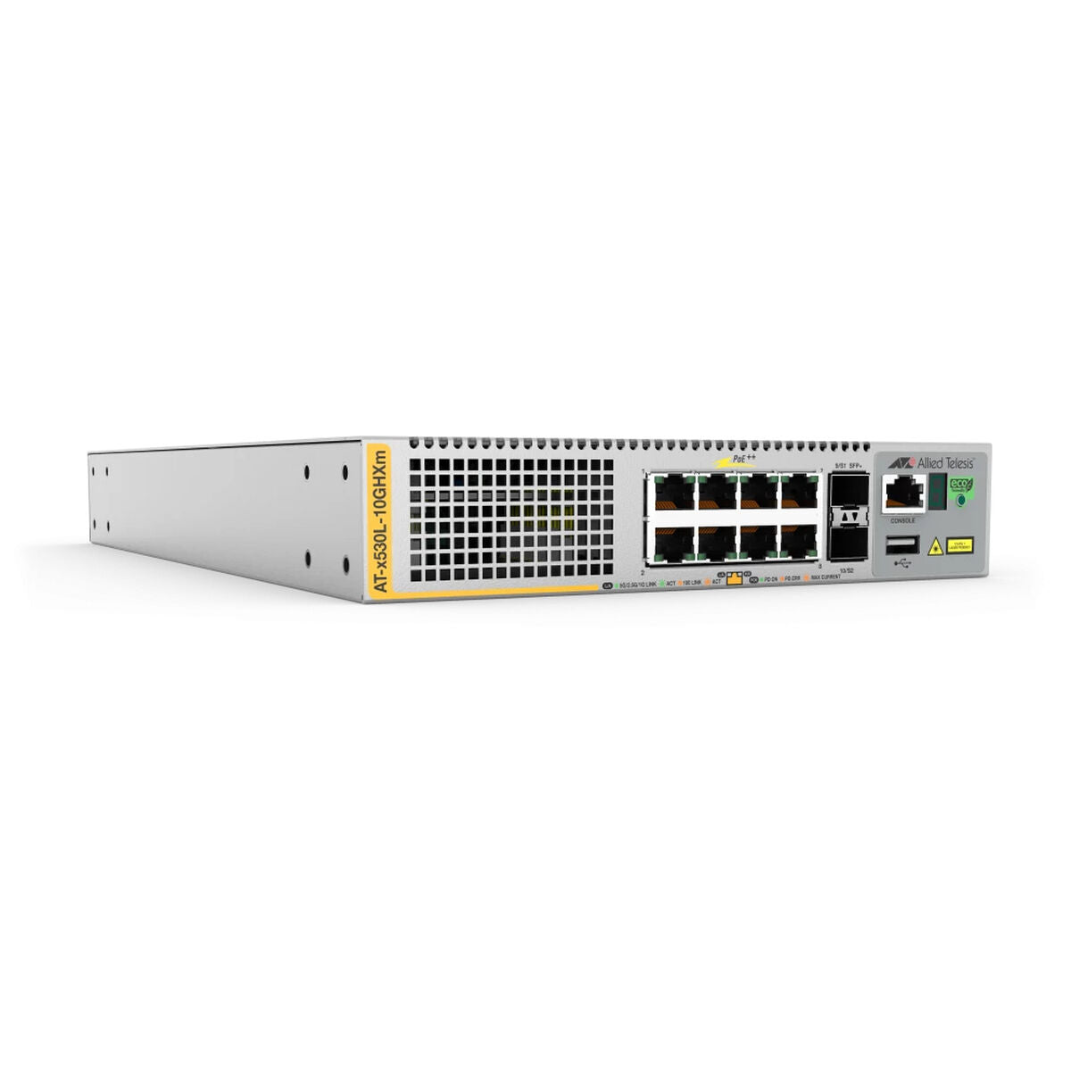 ALLIED L3 Stackable Switch 8x 100M/1G/2.5G/5G-T PoE+ 2x SFP+ Ports and Single Fixed PSU EU Power Cord