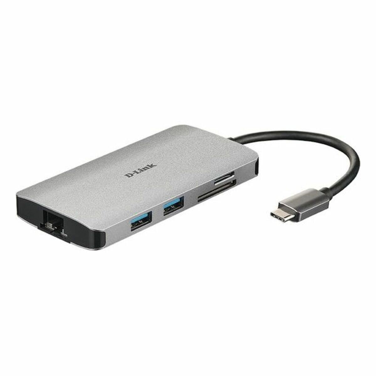 D-LINK USB-C 8-en-1 HDMI SD /microSD card reader and charging