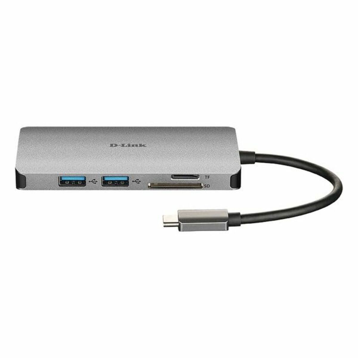 D-LINK USB-C 8-en-1 HDMI SD /microSD card reader and charging