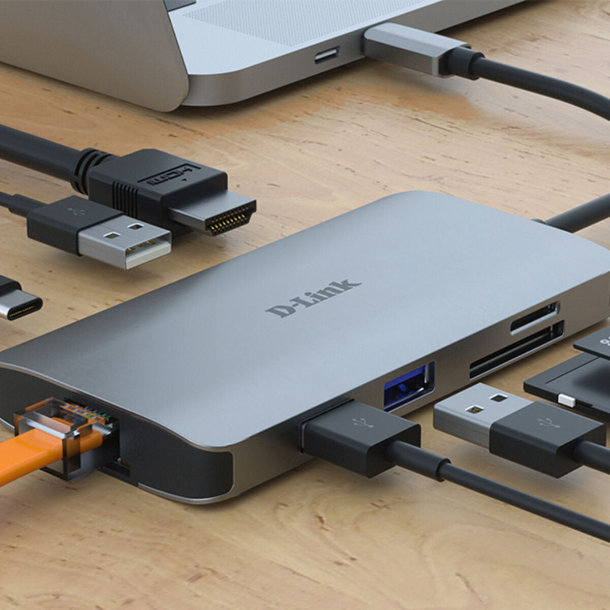 D-LINK USB-C 8-en-1 HDMI SD /microSD card reader and charging