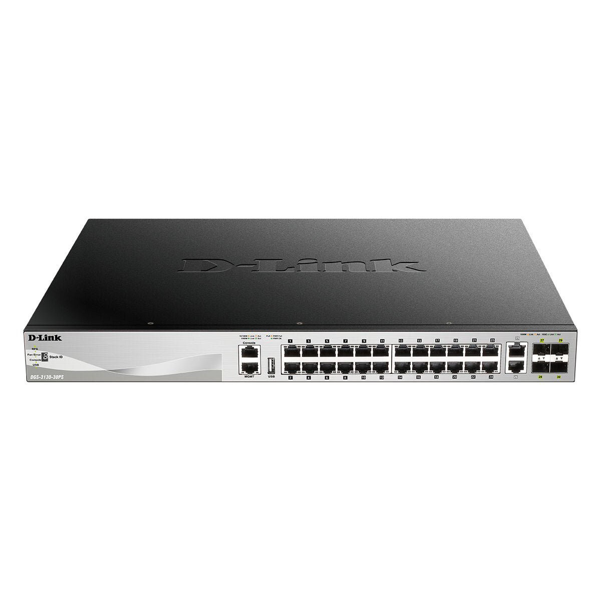 D-LINK L3 Light Switch 24 Gigabit PoE/PoE+ ports & 2 10GBASE-T Ports & 4 10GbE SFP+ ports 370 W PoE Budget 740W with DPS-700