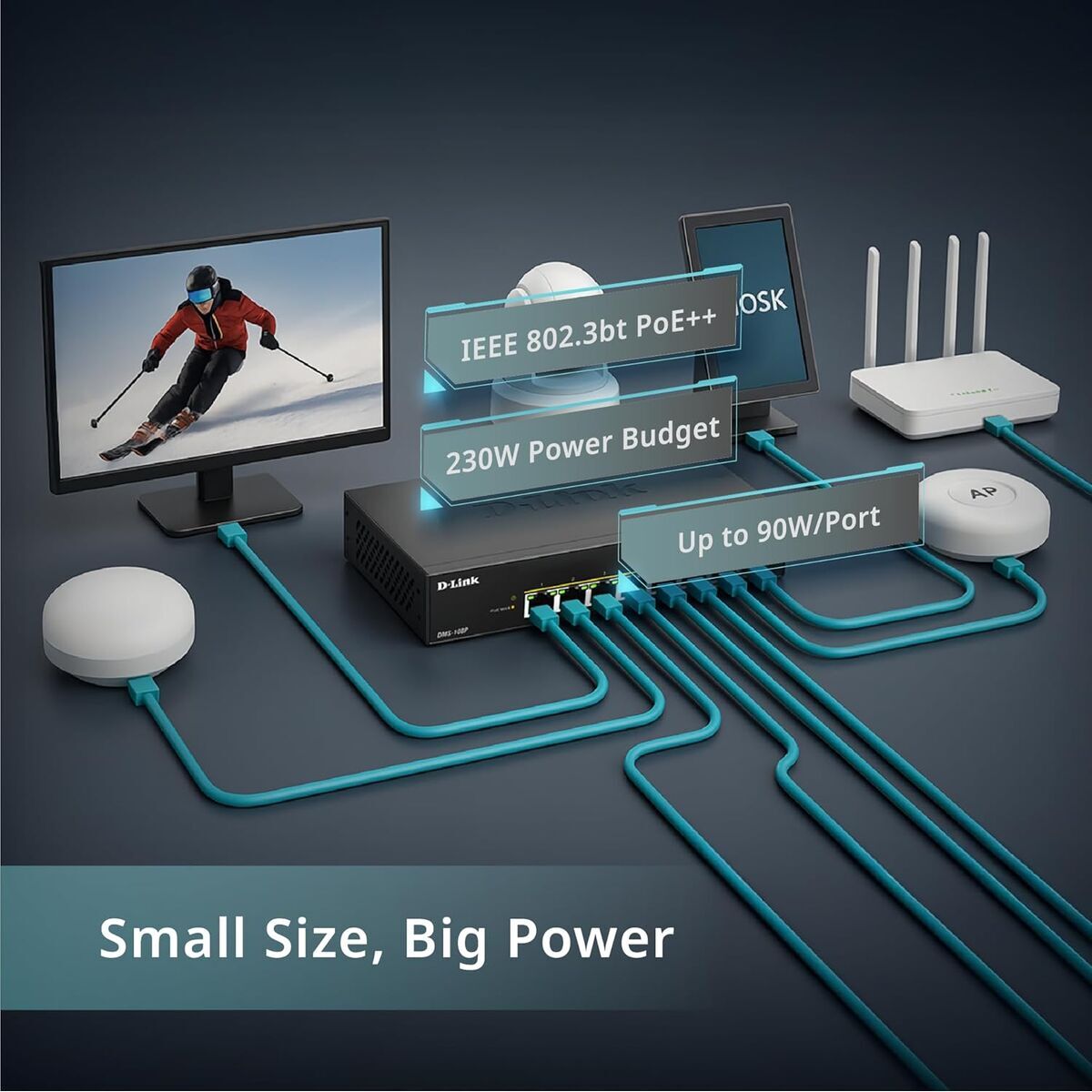D-LINK 8 ports 2.5G/MultiGig PoE Unmanaged Switch Metal
