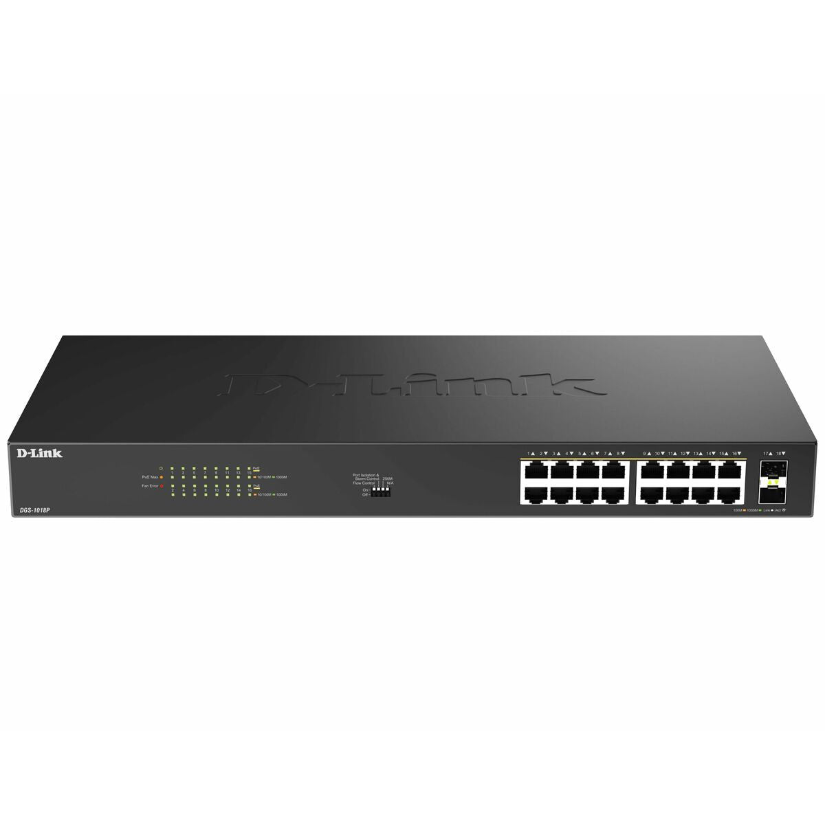 D-LINK 16 Ports GE PoE 30W + 2 Ports SFP Unmanaged Switch 240W