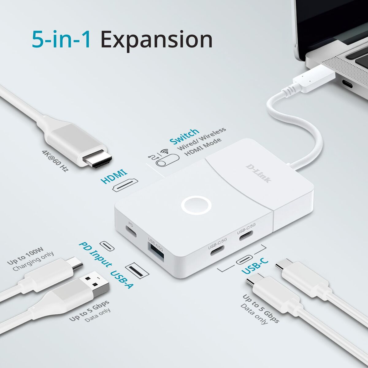 D-LINK Station daccueil USB-C 5-en-1 - Wireless HDMI