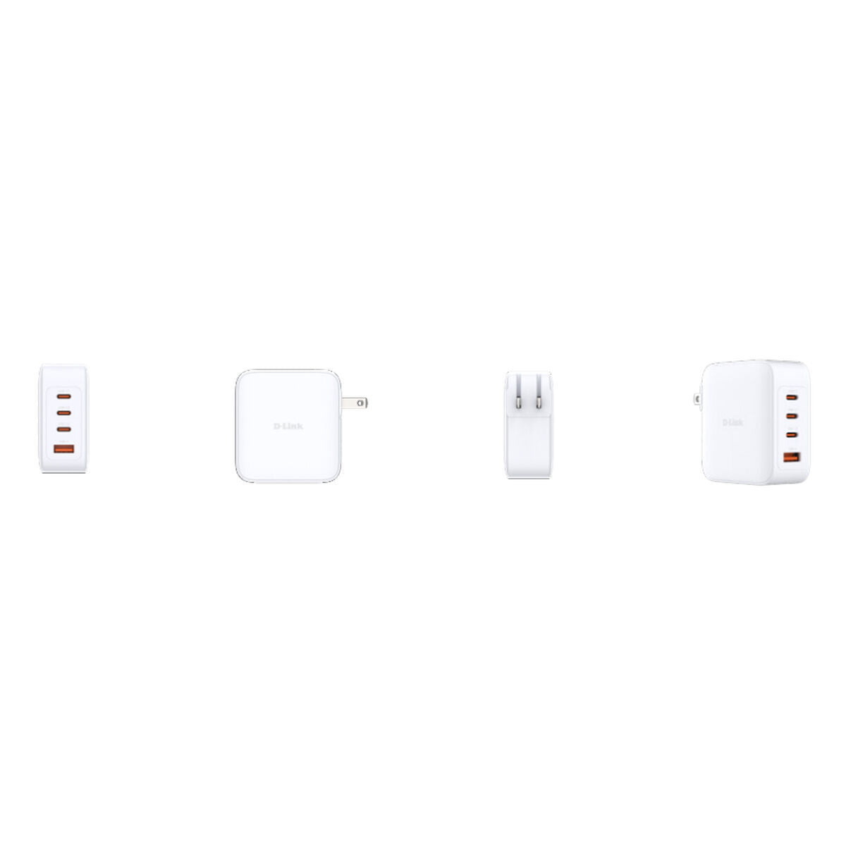D-LINK Chargeur GaN 100W 3 ports USB-C 1 port USB-A Charge simultanée de 4 équipements Charge rapide