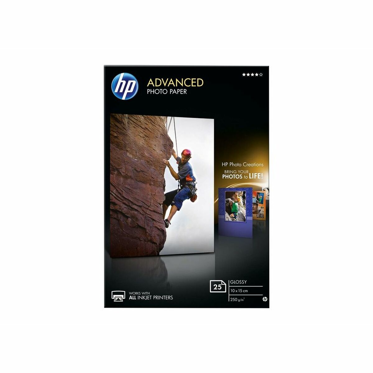 HP original Q8691A Advanced glossy photo paper Ink cartridge 250g/m2 100x150mm 25 sheets 1-pack borderless
