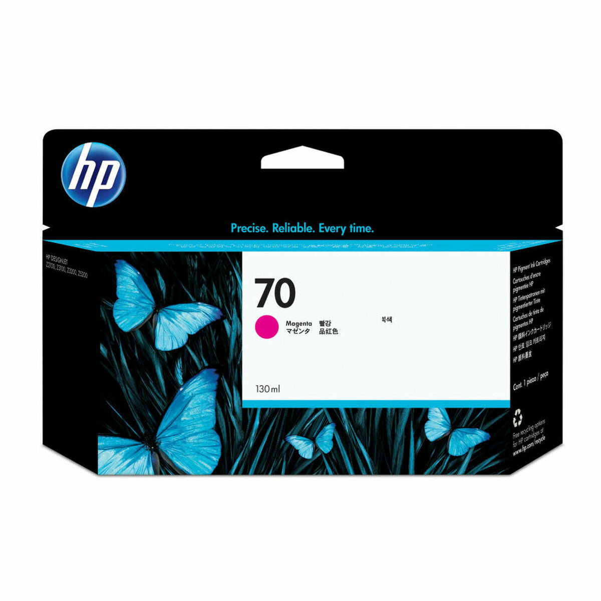 HP 70 original Ink cartridge C9453A magenta standard capacity 130ml 1-pack with Vivera Ink cartridge