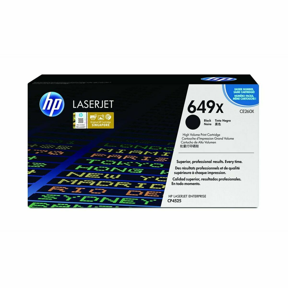 HP 649X original Color LaserJet Toner cartridge CE260X black high capacity 17.000 pages 1-pack