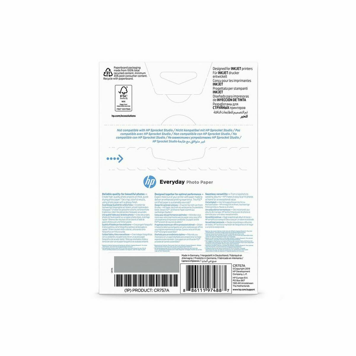 HP original Everyday Glossy photo paper white 200g/m2 100x150mm 100 sheets 1-pack