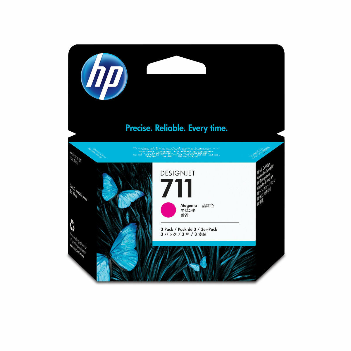 HP 711 original Ink cartridge CZ135A magenta standard capacity 3-pack