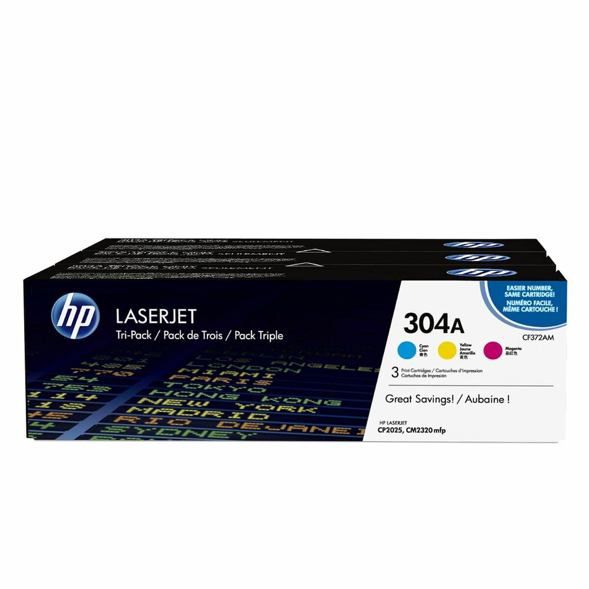 HP 304A original Toner cartridge CF372AM cyan magenta yellow standard capacity 3 x 2.800 pages 3-pack