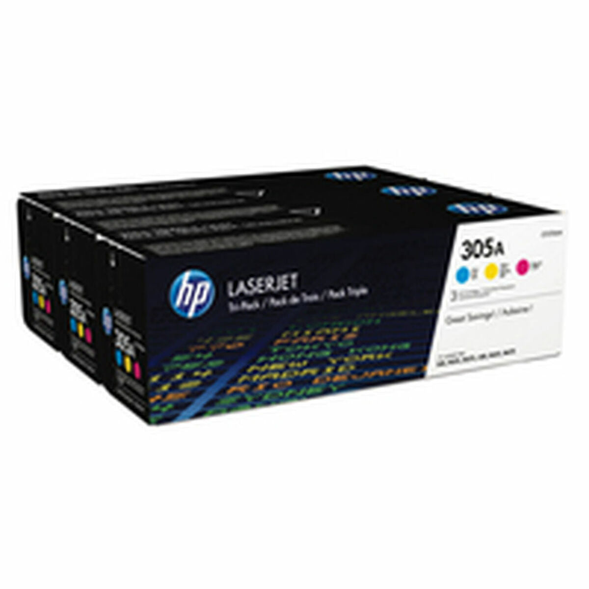 HP 305A original Toner cartridge CF370AM cyan magenta yellow standard capacity 2.600 pages 3-pack