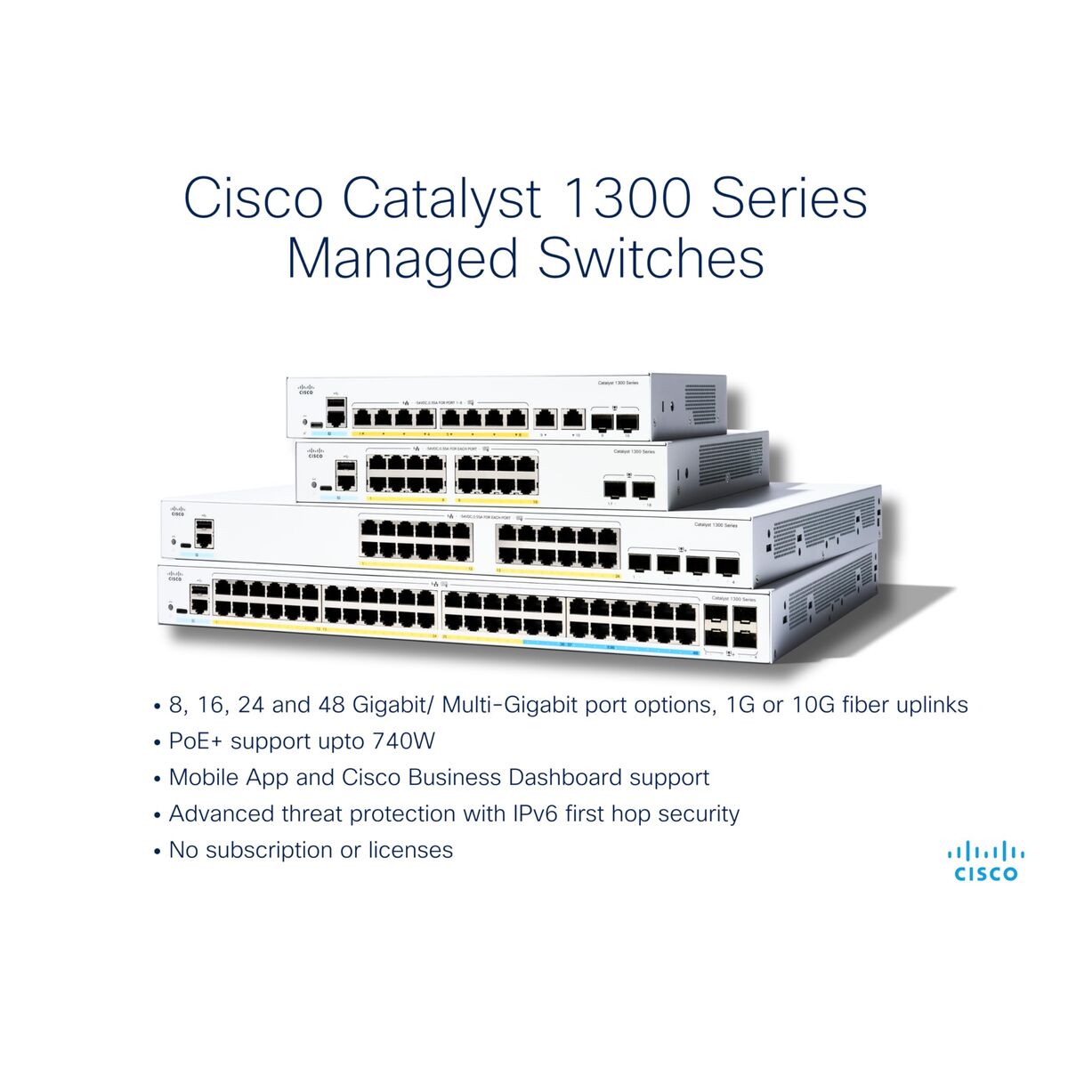 CISCO Catalyst 1300 16-port GE Full PoE 2x1G SFP