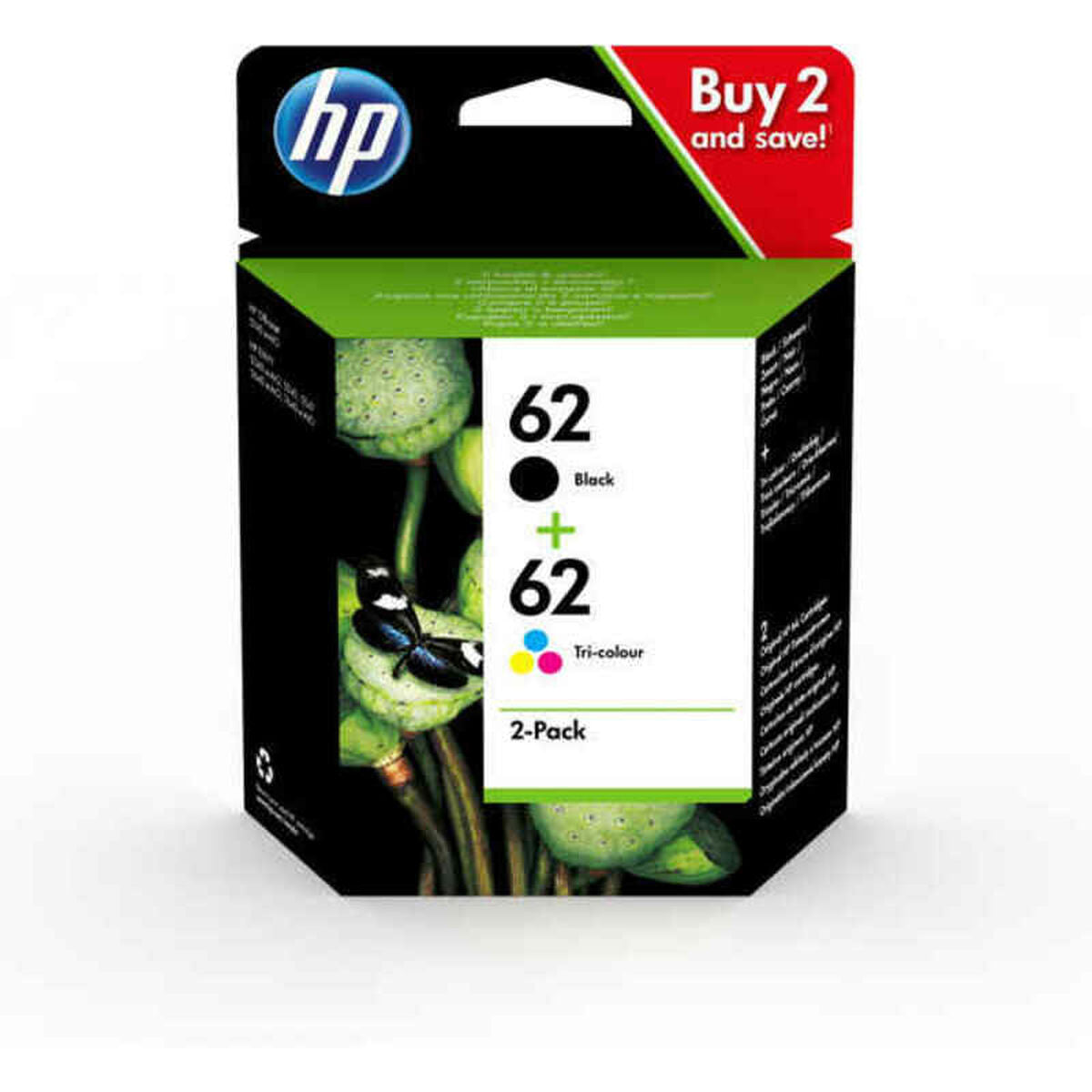 HP 62 original Ink cartridge N9J71AE Combo 2-Pack Standard Capacity Black and Colour cartridge