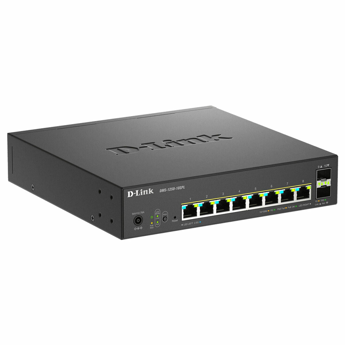 D-LINK Smart+ L2+ 8 ports 2.5 GbE PoE 1-2/60W - 3-8/30W and 2 ports 10 GbE SFP+ - Budget PoE 120 W
