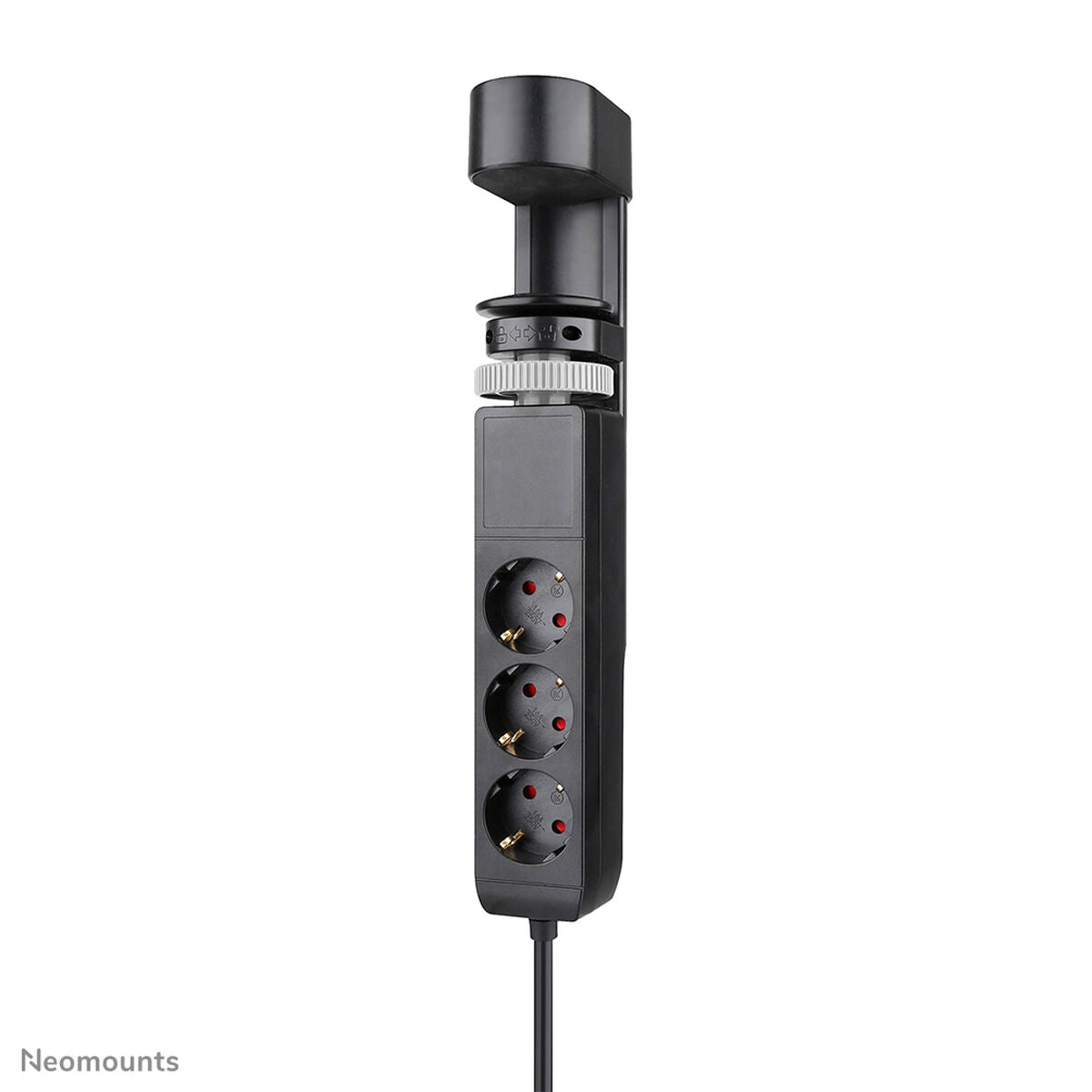 NEOMOUNTS VOLT Desk Clamp socket with Quick-charge USB Ports clamp 0-50mm 3x type-F 230V 1x USB-A 18W 2x USB-C 20W
