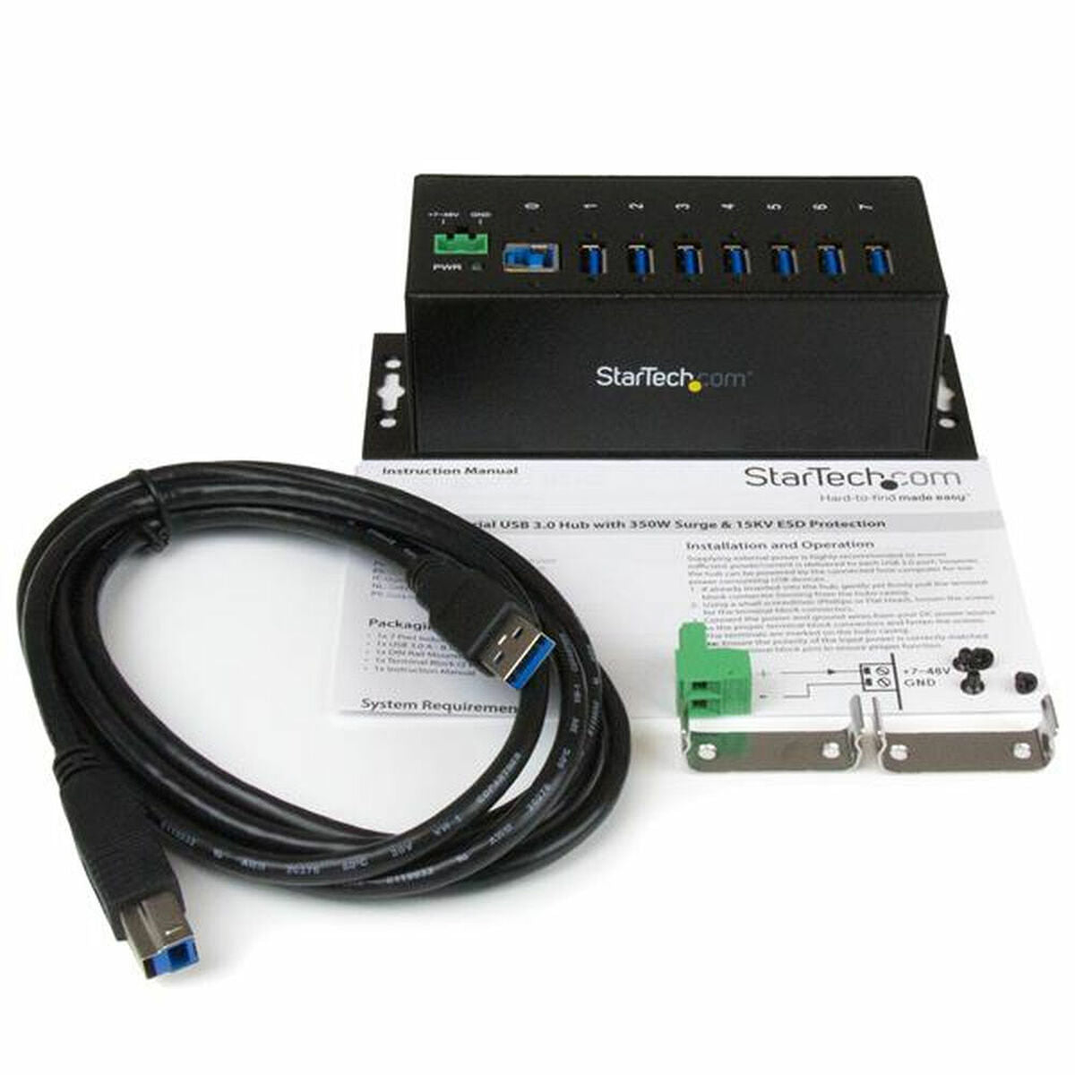 7 Port Industrial USB 3.0 Hub - Metal