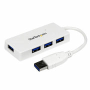 Portable 4 Port Mini USB 3.0 Hub - White