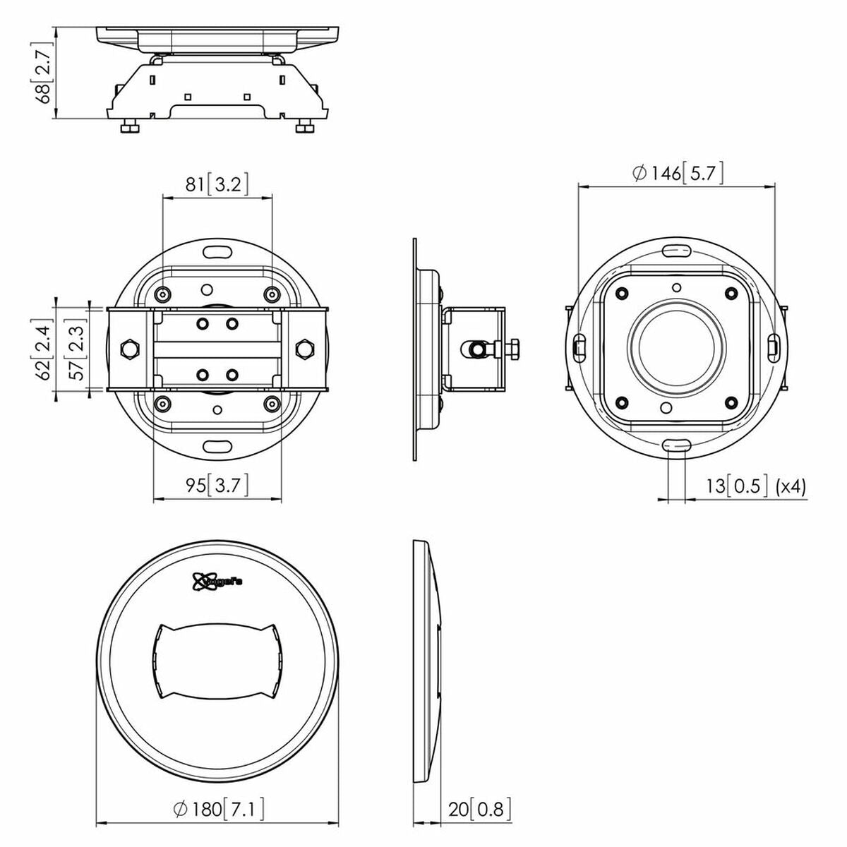 PUC 1065 Ceiling plate large turn