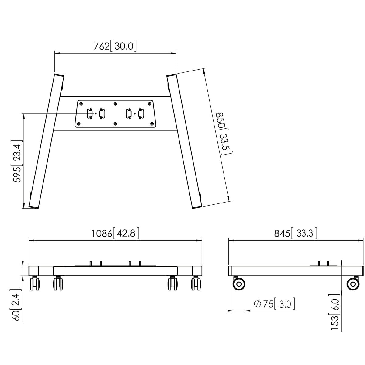 PFT8530/Trolley frame monitor XL-XXL Sil