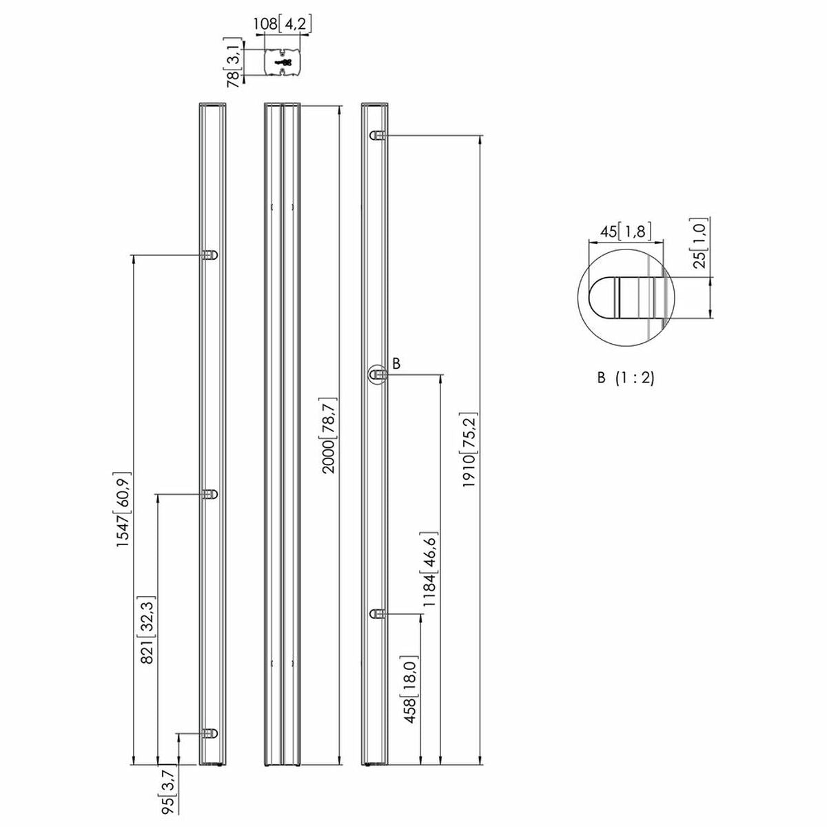 PUC2720/Pole connect it XL200cm Black