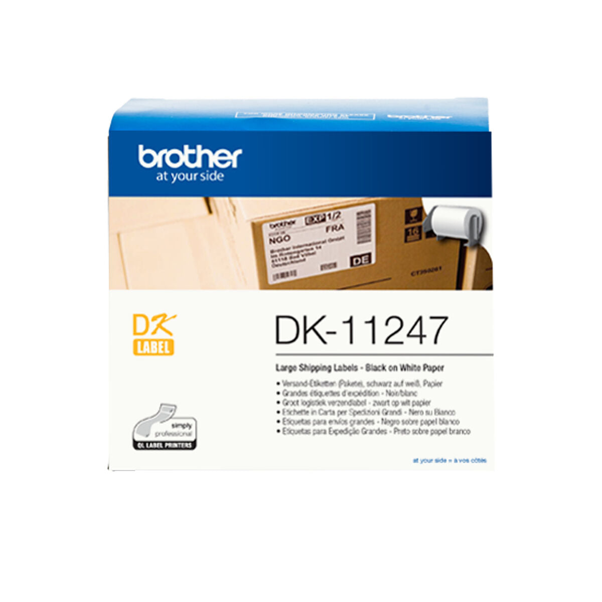 BROTHER Ruban DK label - Rouleau etiquettes adhesives 103,6 mm x 164,3 mm 180 unites/rouleau