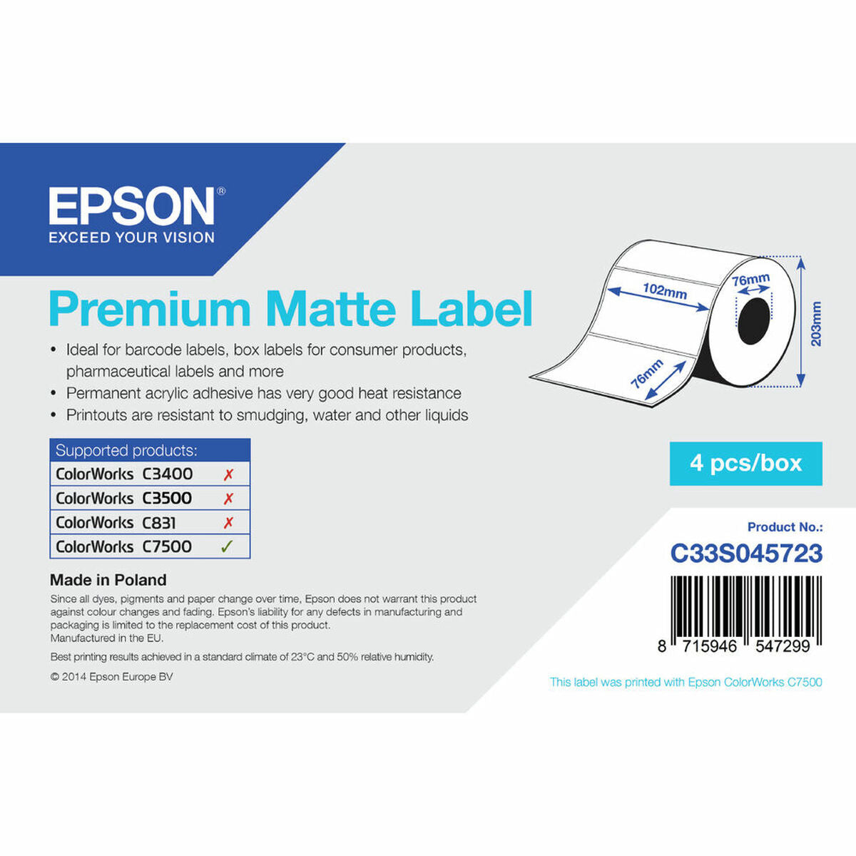 Epson Premium Matte Label Blanc