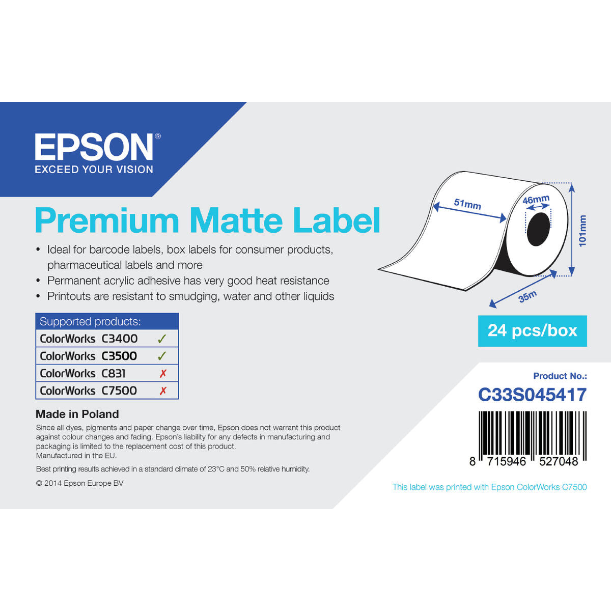 Epson Premium, 51mm x 35m, 163 g/m2