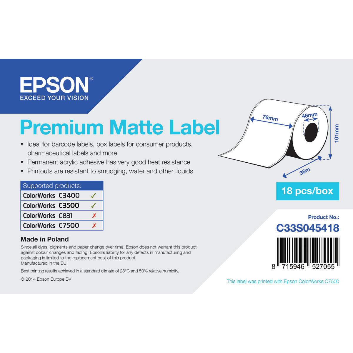 Epson Premium, 76mm x 35m, 163 g/m2