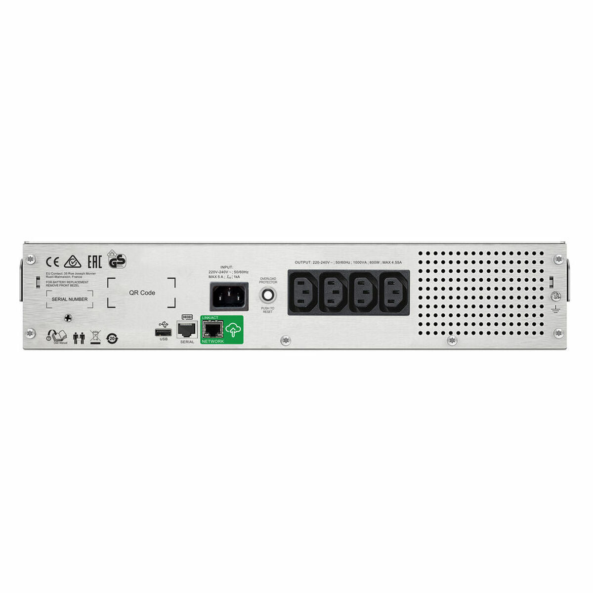 APC Smart-UPS C SMC1500I-2UC UPS Rack AC 220/230/240V 900Watt 1500VA RS-232 USB output connectors 4 2U BK with APC SmartConnect
