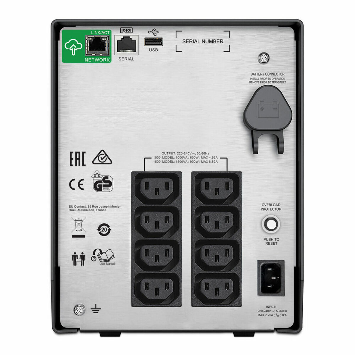 APC Smart-UPS SMC1000IC UPS AC 220/230/240V 600Watt 1000VA USB output connectors 8 Black