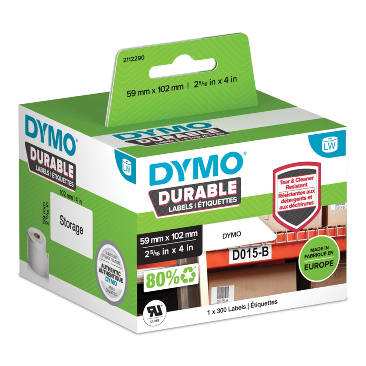 DYMO Etiquettes noir sur blanc 59x102m, 300 pcs pour LW450/5