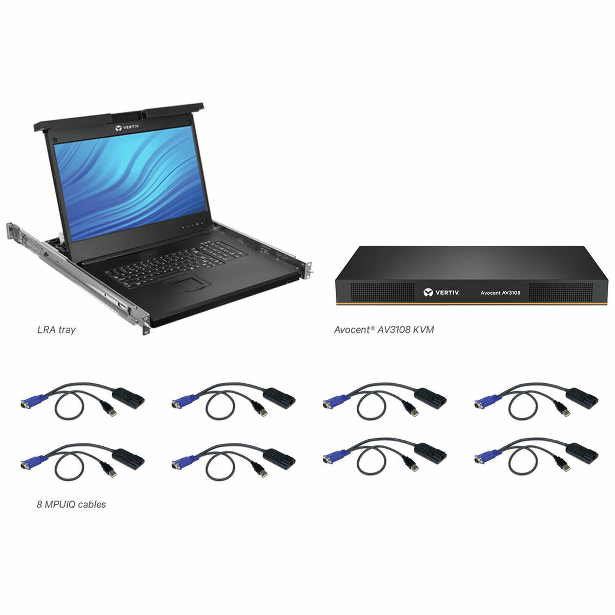 LCD 8P KVM 8 CABLES USB KB-US INTL