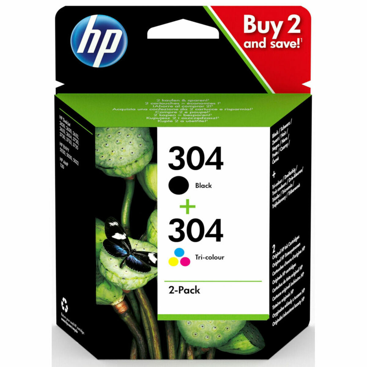 HP 304 2-Pack Black/Tri-color Original Ink Cartridges