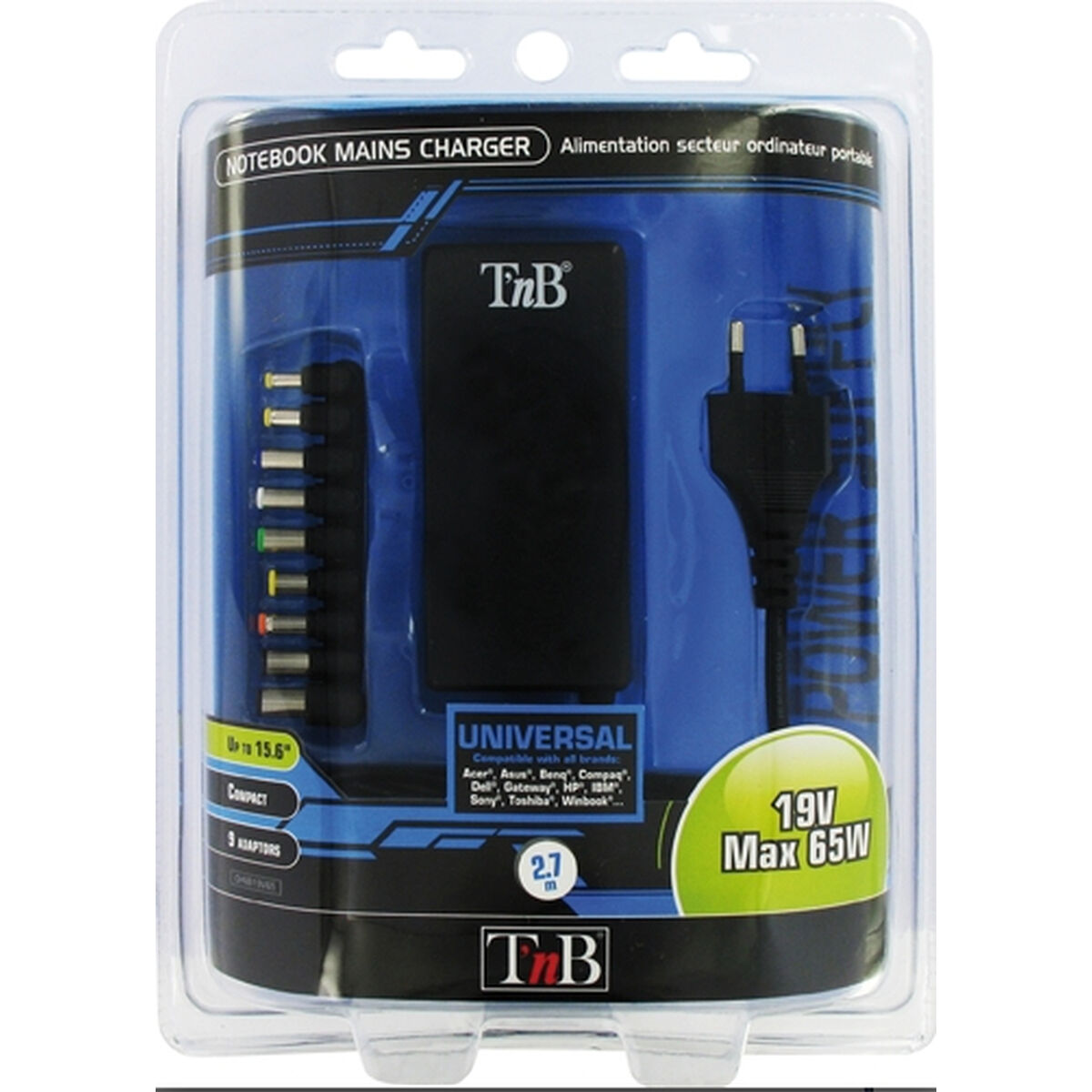 TNB Universal Charger 65W Notebook Up To 17p 9 Tips Compatible With Most New Notebook Models Powered By 19V 65W