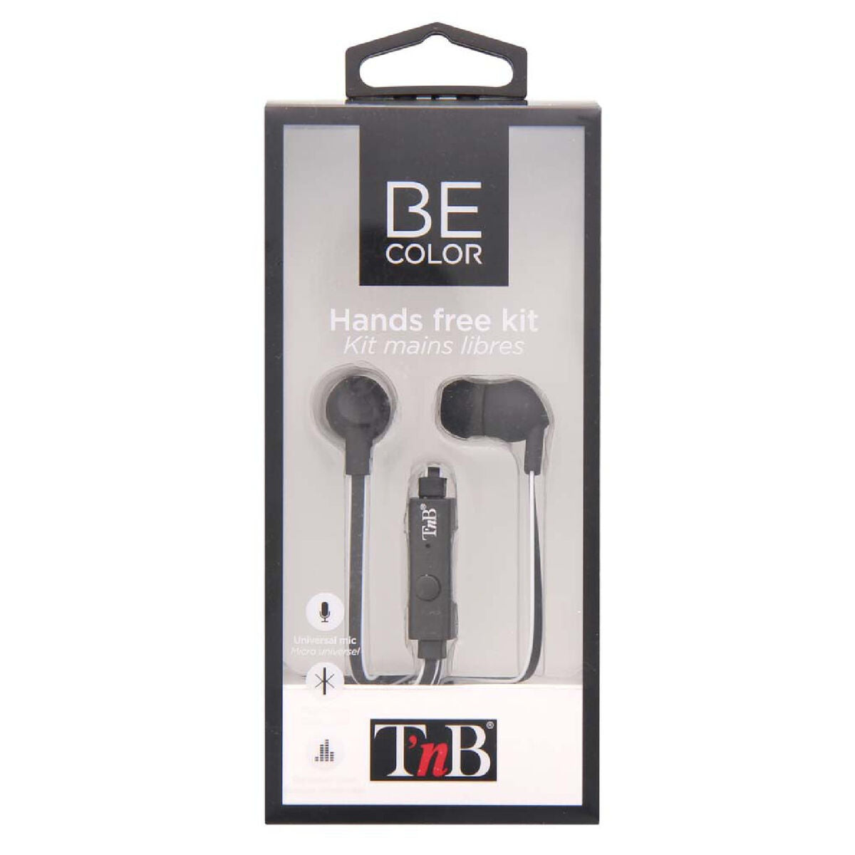 TNB BE COLOR - Earphones + micro - Into-ear flat cable - Black/White