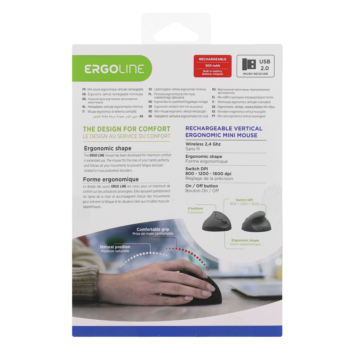 TNB ERGO Line Mini Ergonomic Wireless Mouse Vertical And Rechargeable Design Designed For Optimal Use