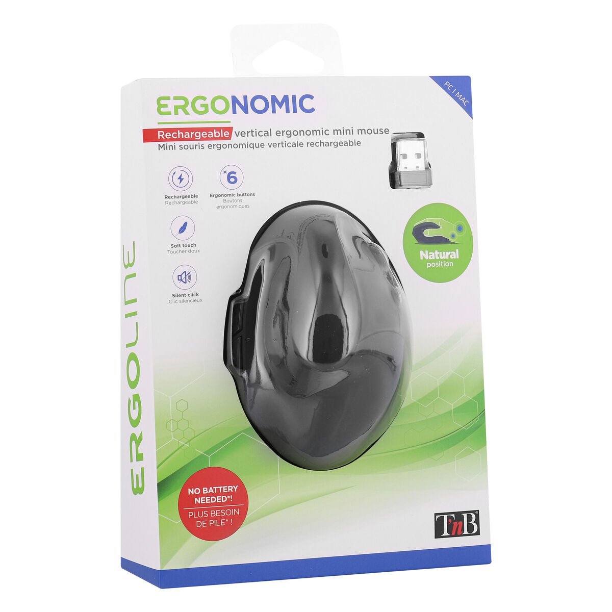 TNB ERGO Line Mini Ergonomic Wireless Mouse Vertical And Rechargeable Design Designed For Optimal Use