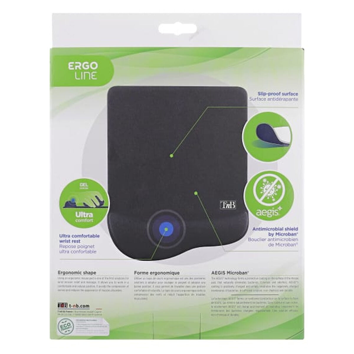 TNB ERGO-DESIGN Gel System Mouse Pad With Wrist Rest Conforms To The Shape Of The Wrist And The Palm Of The Hand