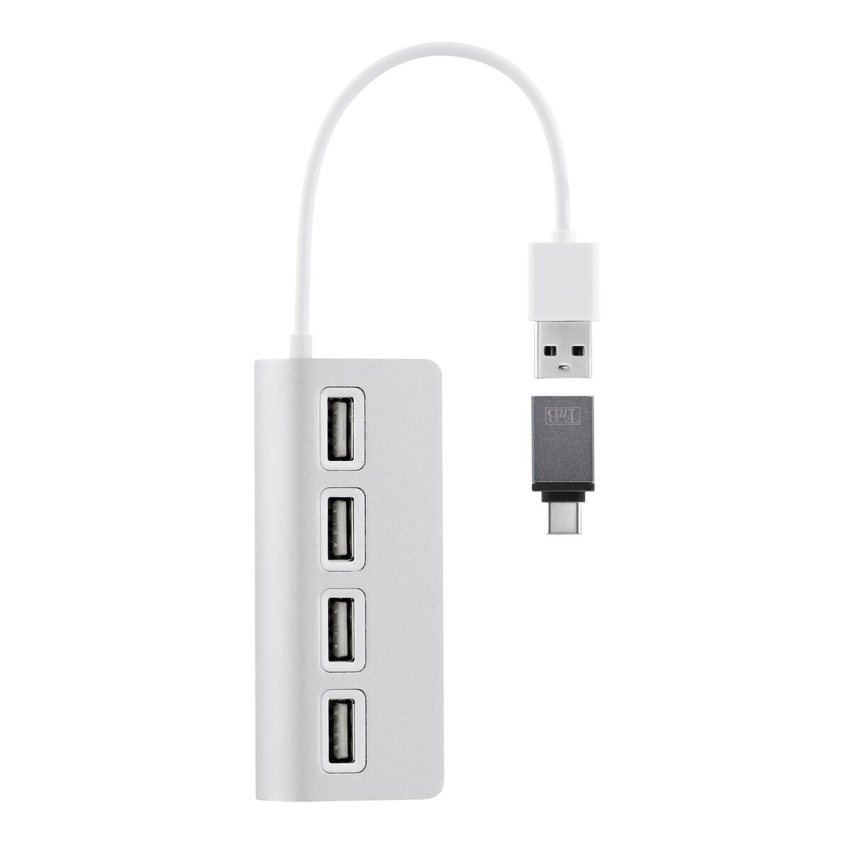 TNB Hub 4 Ports USB 2.0 Selfpowered Compatible Pc/Mac Aluminium Finish