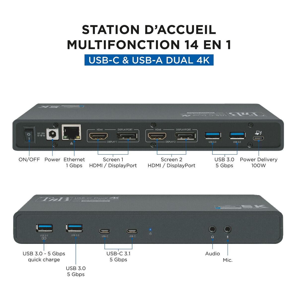 TNB 14in1 Docking Station The Professional Product To Connect Your Computer USB Type C Input